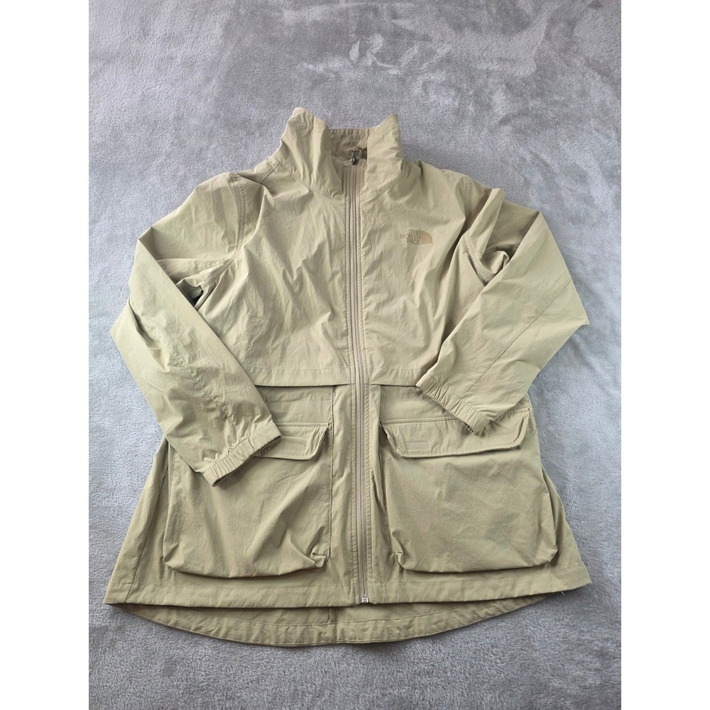 The North Face Jacket Womens XL Tan Full Zip Utility Cargo Pocket Lightweight